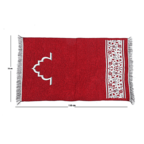 Pearlfiesta Velvet Islamic Jainamaz/Prayer Mat - Maroon, 1 pc  