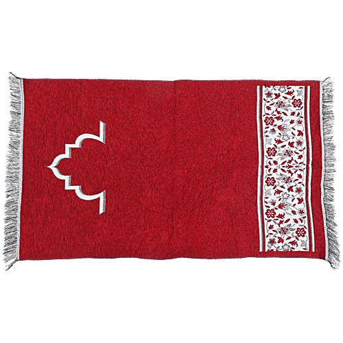 Pearlfiesta Velvet Islamic Jainamaz/Prayer Mat - Maroon, 1 pc  