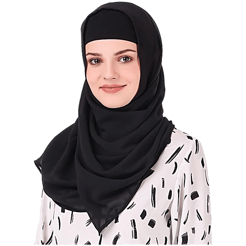 Pearlfiesta Islamic Bubble Chiffon Hijab/Scarf - For Women, Black, 1 pc