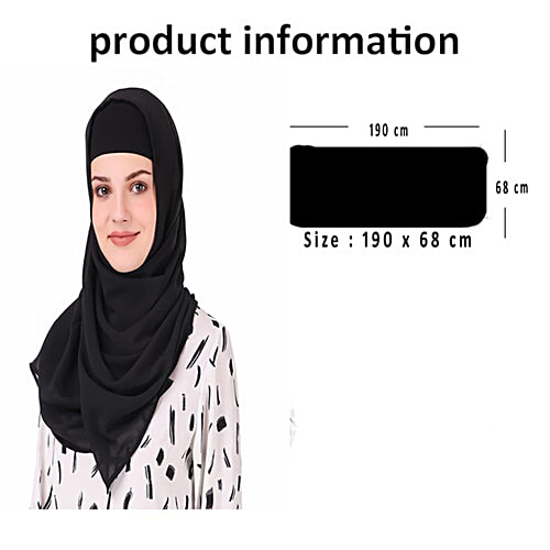 Pearlfiesta Islamic Bubble Chiffon Hijab/Scarf - For Women, Black, 1 pc