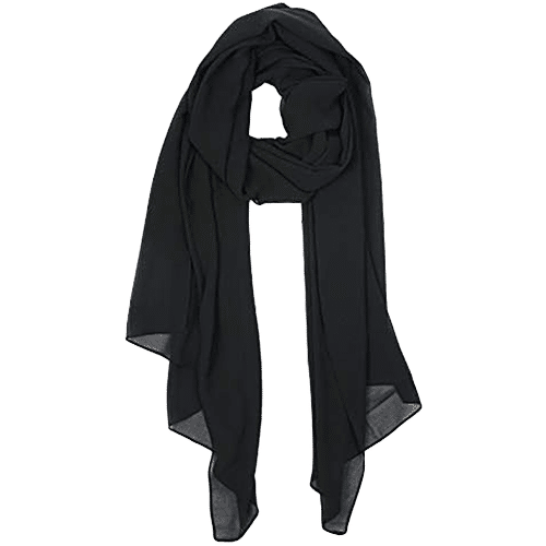 Pearlfiesta Islamic Bubble Chiffon Hijab/Scarf - For Women, Black, 1 pc