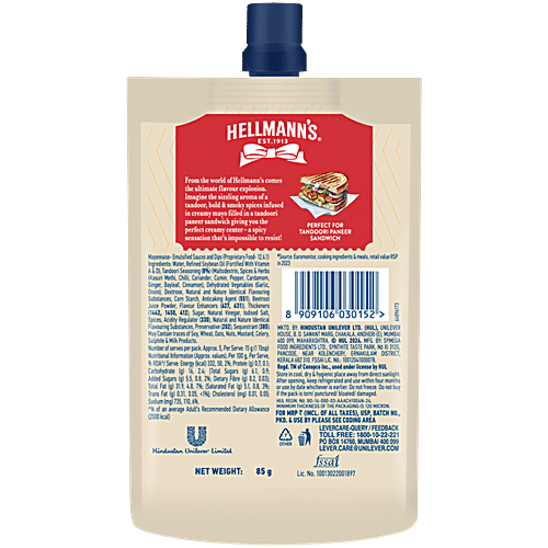 Hellmann's Smoky Tandoori Mayonnaise, 85 g Creamy & Rich Tasting, Emulsified Sauces & Dips