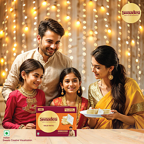 Unibic Swaadesi Shahi Kaju Katli, 180 g  With 3 Full Cashews in Every Bite