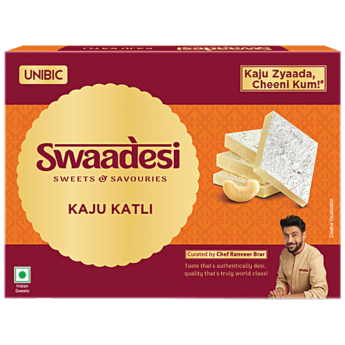 Unibic Swaadesi Shahi Kaju Katli, 180 g  With 3 Full Cashews in Every Bite