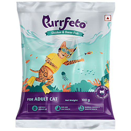 Purrfeto Chicken & Ocean Fish - Adult Dry Cat Food, 100 g