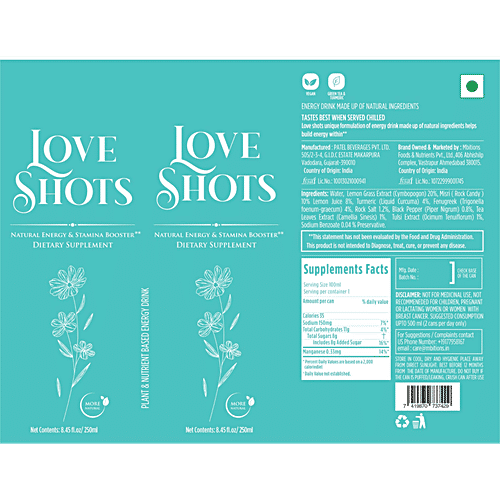 Love Shots Natural Energy & Stamina Booster Dietary Supplement, 250 ml Can
