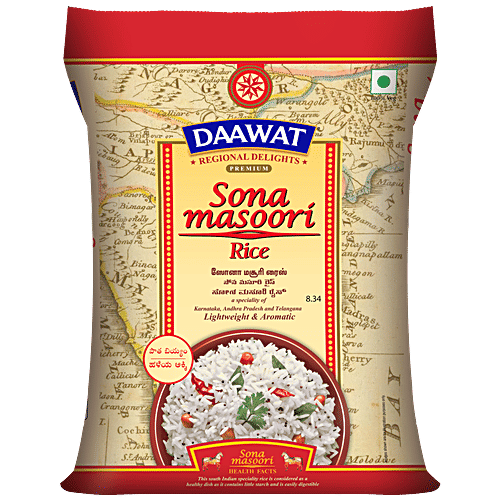 Daawat Premium Sona Masoori Rice, 1 kg  Lightweight & Aromatic
