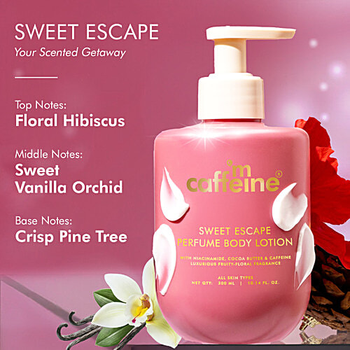 mCaffeine Sweet Escape Perfume Body Lotion - Fruity-Floral Fragrance, 300 ml  