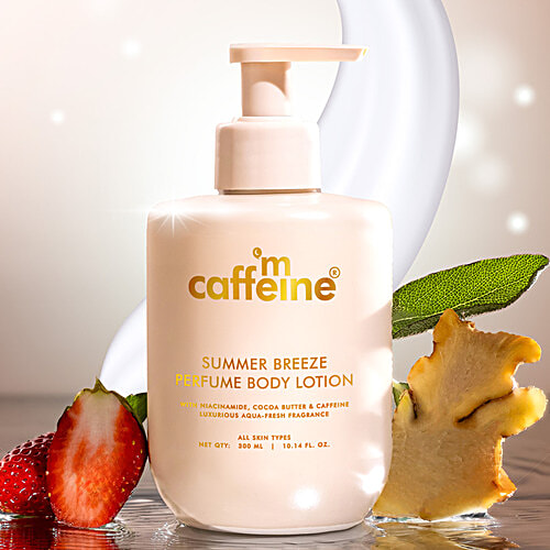 mCaffeine Summer Breeze Perfume Body Lotion - Fresh Aquatic Fragrance, 300 ml  
