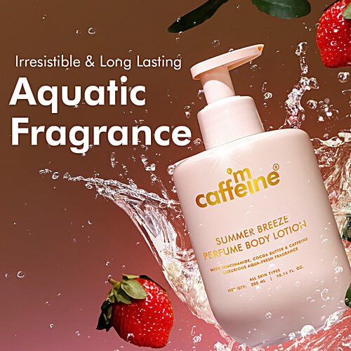 mCaffeine Summer Breeze Perfume Body Lotion - Fresh Aquatic Fragrance, 300 ml  