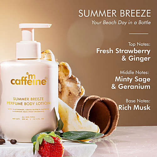 mCaffeine Summer Breeze Perfume Body Lotion - Fresh Aquatic Fragrance, 300 ml  