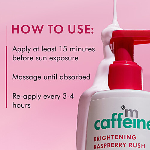 mCaffeine Brightening Raspberry Rush Serum Body Lotion - SPF 50 PA+++, 200 ml  