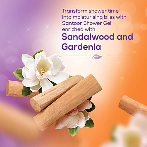Santoor Sandalwood & Gardenia Shower Gel, 750 ml  For Moisturised Skin