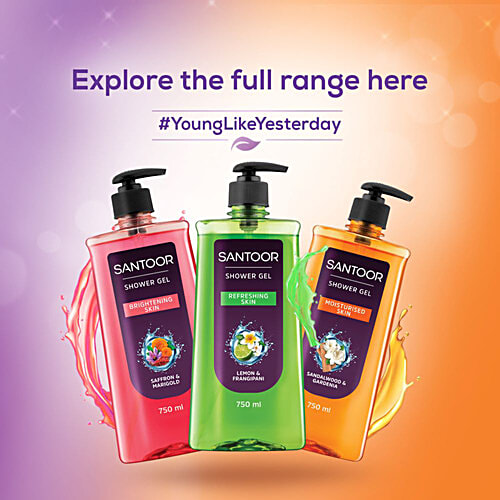 Santoor Sandalwood & Gardenia Shower Gel, 750 ml  For Moisturised Skin