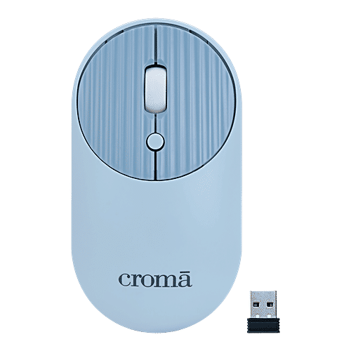 Croma Croma 2.4 GHz Wireless Optical Mouse with Power Saving Feature (1600 DPI Adjustable, Ambidextrous Design, Blue), 1 Unit  