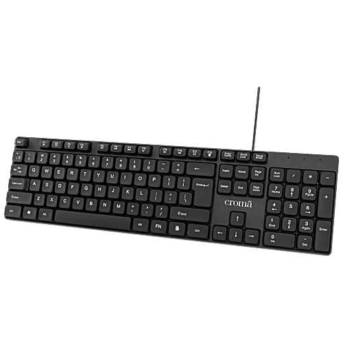 Croma Croma Wired Keyboard with Multimedia Shortcuts (Robust & Compact, Black), 1 Unit  
