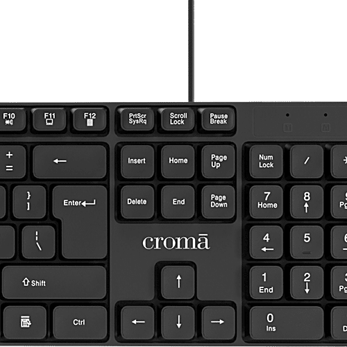 Croma Croma Wired Keyboard with Multimedia Shortcuts (Robust & Compact, Black), 1 Unit  