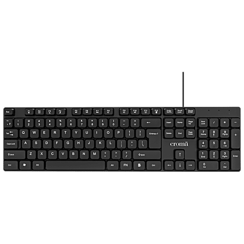 Croma Croma Wired Keyboard with Multimedia Shortcuts (Robust & Compact, Black), 1 Unit  