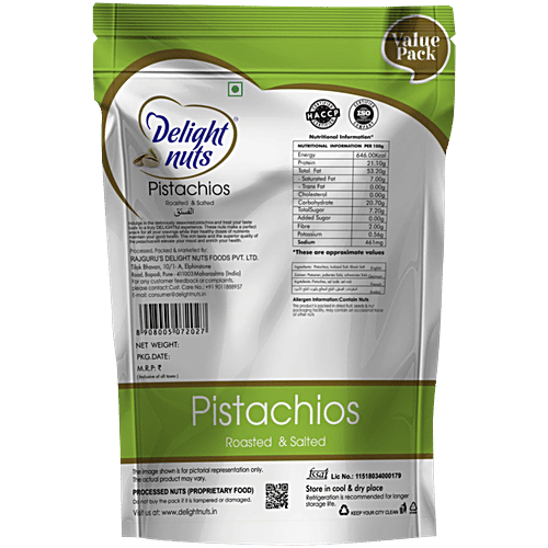 Delight Nuts Pistachios Roasted & Salted - Premium Quality, 500 g
