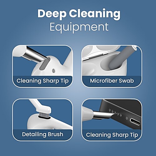 Portronics Clean U 5 In 1 Multifunctional Electronics/Gadget Portable Cleaning Kit - White, 1 pc  Detailing Soft Brush, Microfibre Swab, Cleaner for Earbuds/Earphones/Mobile Speakers & Jacks