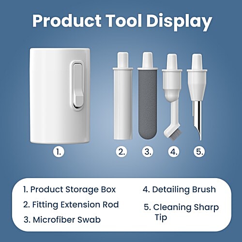 Portronics Clean U 5 In 1 Multifunctional Electronics/Gadget Portable Cleaning Kit - White, 1 pc  Detailing Soft Brush, Microfibre Swab, Cleaner for Earbuds/Earphones/Mobile Speakers & Jacks