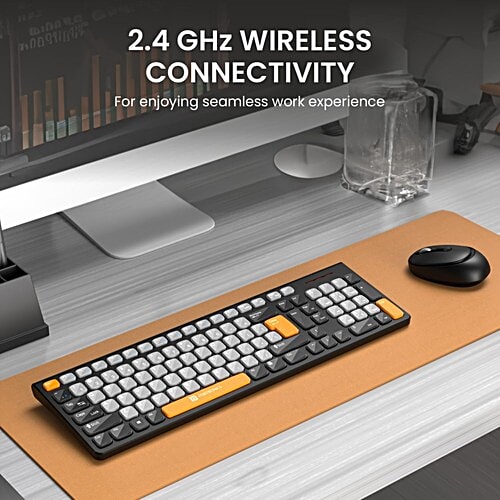 Portronics Key7 Combo Wireless Keyboard & Mouse - For PC, Laptop & Mac, 2 pcs With 2.4 GHz USB Receiver, 10m Working Range, 12 Shortcut Keys, Adjustable DPI