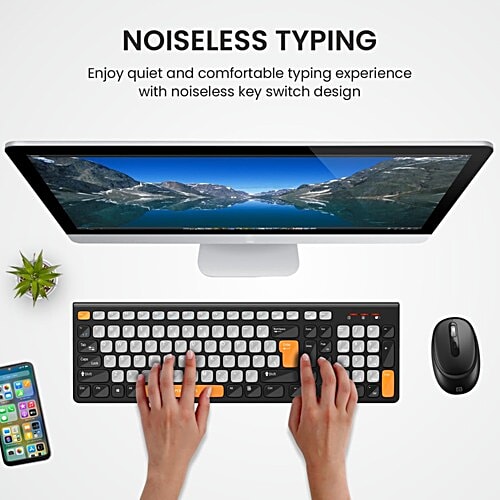 Portronics Key7 Combo Wireless Keyboard & Mouse - For PC, Laptop & Mac, 2 pcs With 2.4 GHz USB Receiver, 10m Working Range, 12 Shortcut Keys, Adjustable DPI