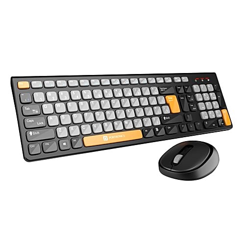 Portronics Key7 Combo Wireless Keyboard & Mouse - For PC, Laptop & Mac, 2 pcs With 2.4 GHz USB Receiver, 10m Working Range, 12 Shortcut Keys, Adjustable DPI