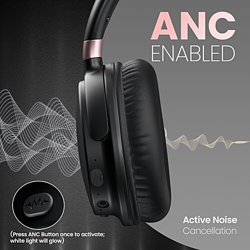 Portronics Muffs M3 Over-Ear Headphones - With ANC Enabled, 1 Unit  Up to 40 Hours Playtime, In-Built Mic, 40mm Driver, Powerful Bass, Soft Ear Cushion, BT 5.3V, AUX-In, Foldable Design, Type C Fast Charging