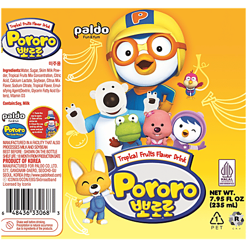 Paldo Pororo Tropical Fruits Flavor Drink, 235 ml  