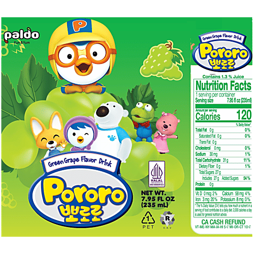 Paldo Pororo Green Grape Flavor Drink, 235 ml