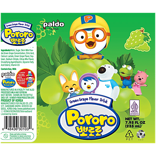 Paldo Pororo Green Grape Flavor Drink, 235 ml