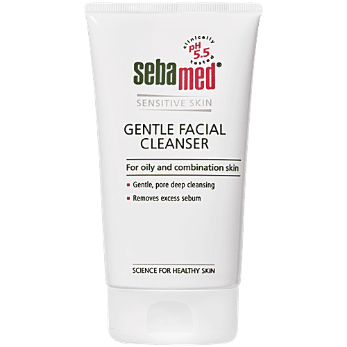 Sebamed Gentle Facial Cleanser For Oily & Combination Skin, 150 ml  . Gentle, pore deep cleansing, Removes excess sebum