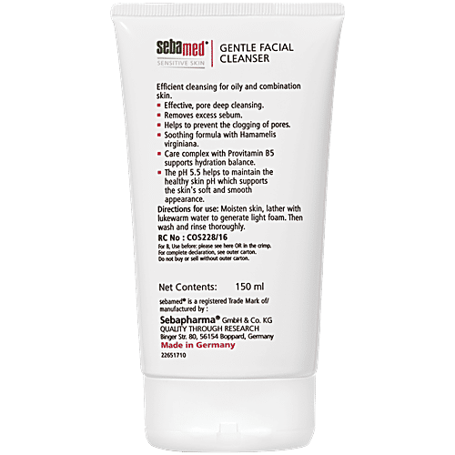 Sebamed Gentle Facial Cleanser For Oily & Combination Skin, 150 ml  . Gentle, pore deep cleansing, Removes excess sebum