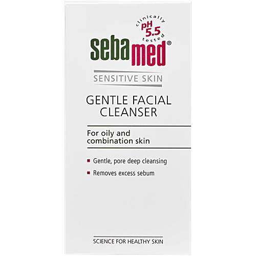 Sebamed Gentle Facial Cleanser For Oily & Combination Skin, 150 ml  . Gentle, pore deep cleansing, Removes excess sebum
