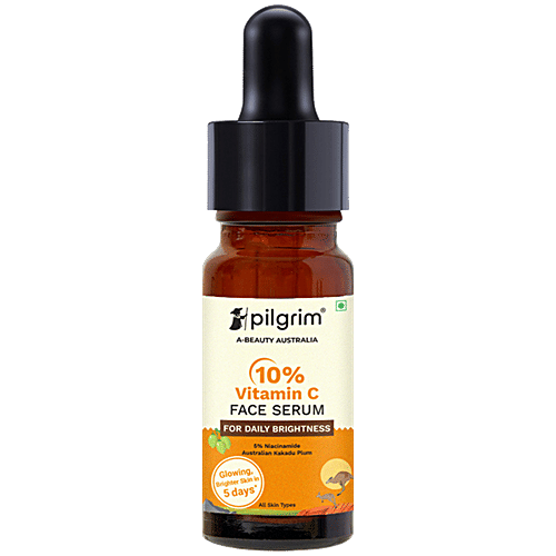 Pilgrim 10% Vitamin C Face Serum With 5% Niacinamide For Daily Brightness, 10 ml  For All Skin Types, Reduces Dark Spots