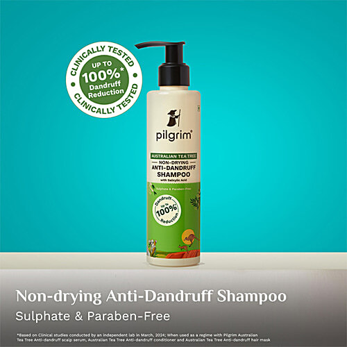 Pilgrim Australian Tea Tree Non-Drying Anti-Dandruff Shampoo With Salicylic Acid, 200 ml  Sulphate & Paraben Free, Removes Dandruff Causing Bacteria, Gently Cleanses & Exfoliates Scalp