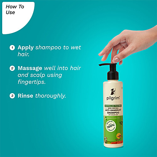 Pilgrim Australian Tea Tree Non-Drying Anti-Dandruff Shampoo With Salicylic Acid, 200 ml  Sulphate & Paraben Free, Removes Dandruff Causing Bacteria, Gently Cleanses & Exfoliates Scalp