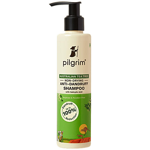 Pilgrim Australian Tea Tree Non-Drying Anti-Dandruff Shampoo With Salicylic Acid, 200 ml  Sulphate & Paraben Free, Removes Dandruff Causing Bacteria, Gently Cleanses & Exfoliates Scalp