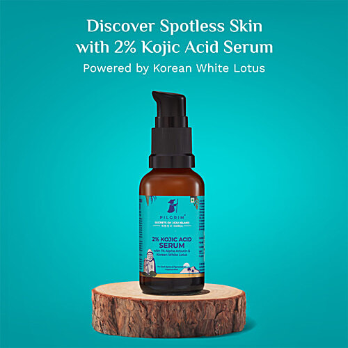 Pilgrim 2% Kojic Acid Serum - With 1% Alpha Arbutin & Korean White Lotus, 30 ml  For Dark Spots & Pigmentation, Fragrance-Free