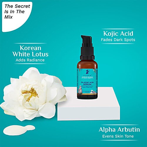 Pilgrim 2% Kojic Acid Serum - With 1% Alpha Arbutin & Korean White Lotus, 30 ml  For Dark Spots & Pigmentation, Fragrance-Free