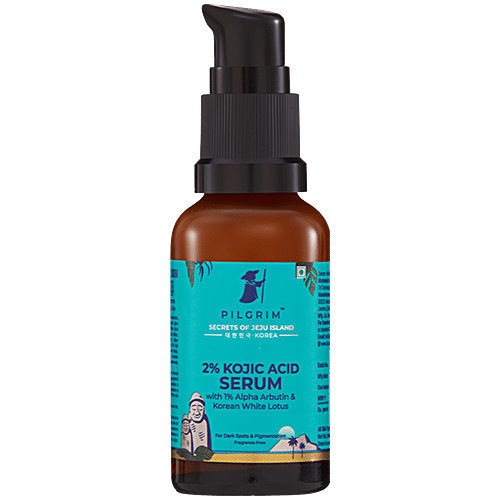 Pilgrim 2% Kojic Acid Serum - With 1% Alpha Arbutin & Korean White Lotus, 30 ml  For Dark Spots & Pigmentation, Fragrance-Free