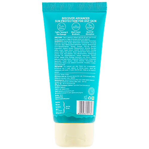 Pilgrim 5% Niacinamide Oil-Free Super Light Gel Sunscreen SPF 50+ PA++++, 40 ml  With Korean White Lotus, For Oily & Acne Prone Skin, No White Cast