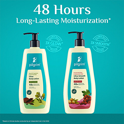 Pilgrim Spanish Squalane & Niacinamide Glow Body Lotion - With Cocoa Butter, 400 ml  48H Long-Lasting Moisturisation, For All Skin Types