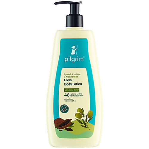 Pilgrim Spanish Squalane & Niacinamide Glow Body Lotion - With Cocoa Butter, 400 ml  48H Long-Lasting Moisturisation, For All Skin Types
