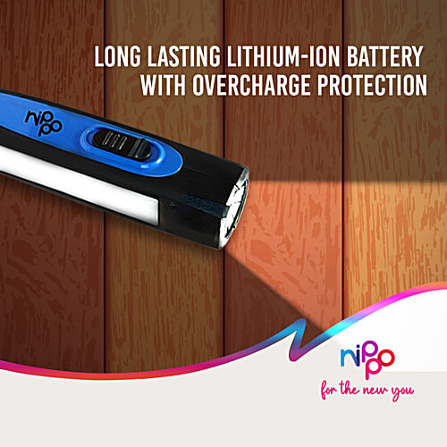 Nippo Spark Rechargeable 1W LED Torch With 1.5W Side Light - Micro USB Charging, 1 pc Dual Light, 600 mAh Lithium-Ion Battery, Fast USB Charging Under 1.5 Hrs, Overcharge Protection