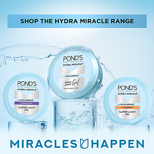 Ponds Hydra Miracle Super Light Gel - Hyaluronic Acid & Vitamin C, 100 g