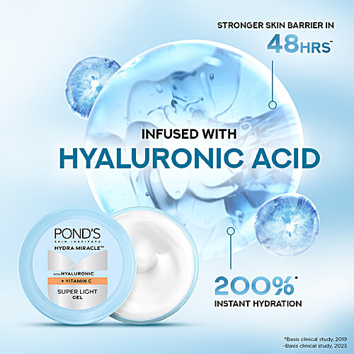 Ponds Hydra Miracle Super Light Gel - Hyaluronic Acid & Vitamin C, 200 g  