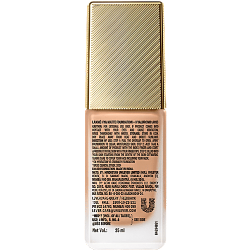 Lakme Hya Matte 9To5 Hya Matte Foundation + Hyaluronic Acid - SPF 40, 25 ml Warm Natural