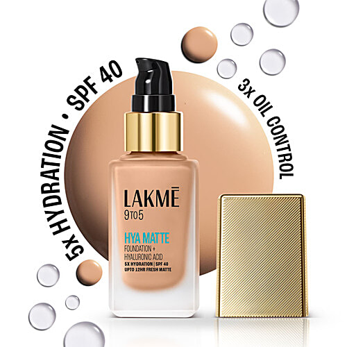 Lakme Hya Matte 9To5 Hya Matte Foundation + Hyaluronic Acid - SPF 40, 25 ml Warm Natural